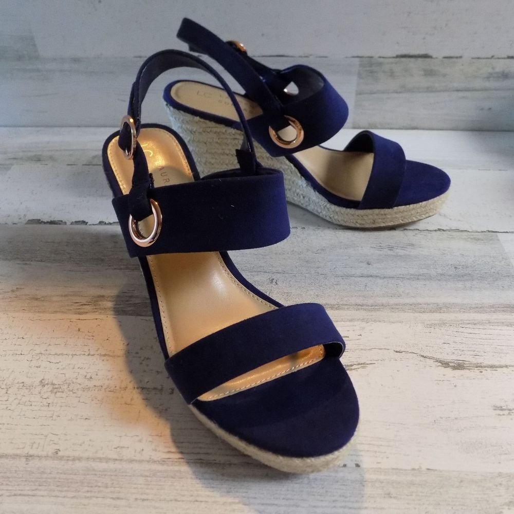 LC Lauren Conrad Sherbert Women's Wedges Navy 9.5